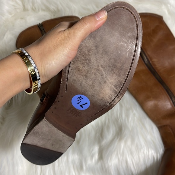 FRYE Melissa Inside Zip Tall Riding Boots Leather Cognac - Picture 4 of 6